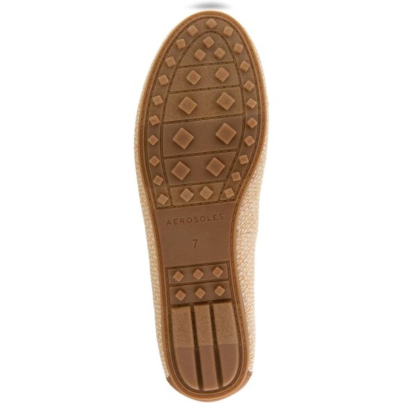 Aerosoles Womens Natural Raffia Closed Rounded Toe Over Drive Flats Loafer - Picture 4 of 7